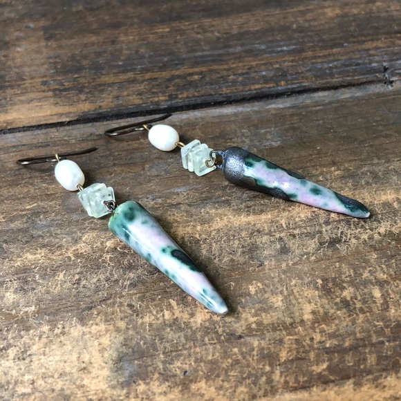 Ceramic Gemstone Earrings - Picture 6 of 6